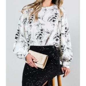 Black and White Floral Top